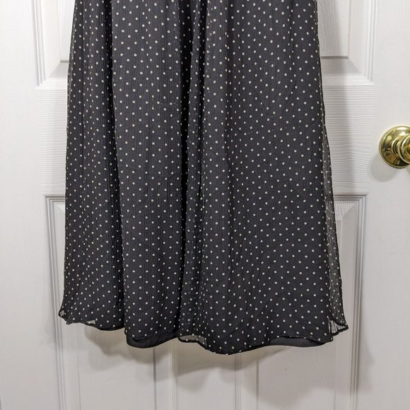 J. Crew 100% Silk Black w/Tan Polka Dots Strapless Midi Dress - size 2 - Picture 3 of 10
